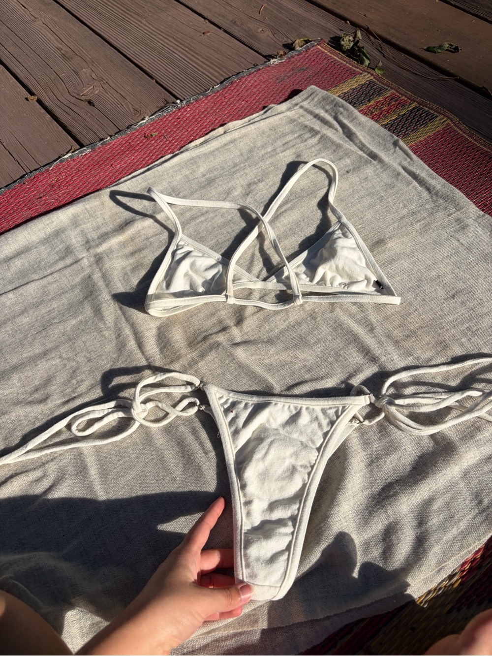 Women's White cotton Bikini Set